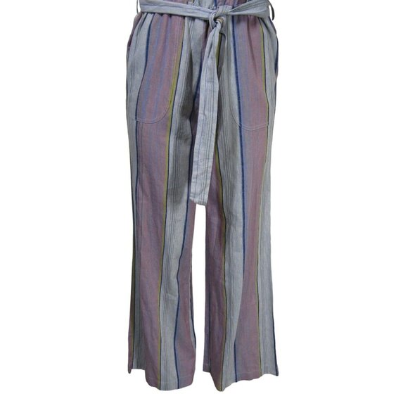 CHASER NWT Striped Linen Blend Jumpsuit Boho Beach Coastal Retro Festival M - Picture 3 of 11